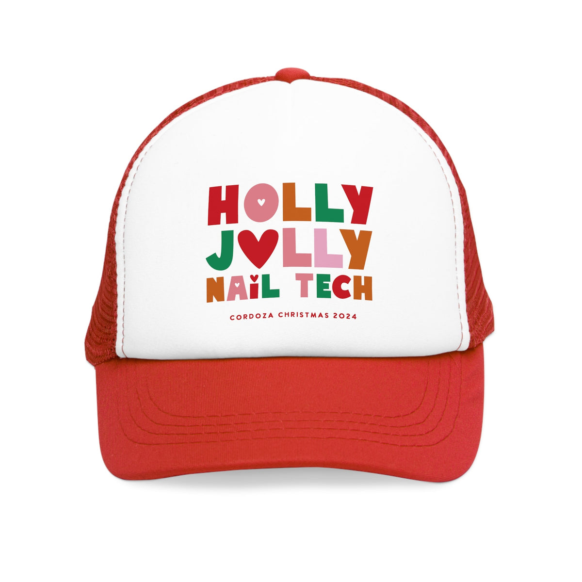 2024 Holly Jolly Nail Tech Mesh Cap - Cordoza Nail Supply