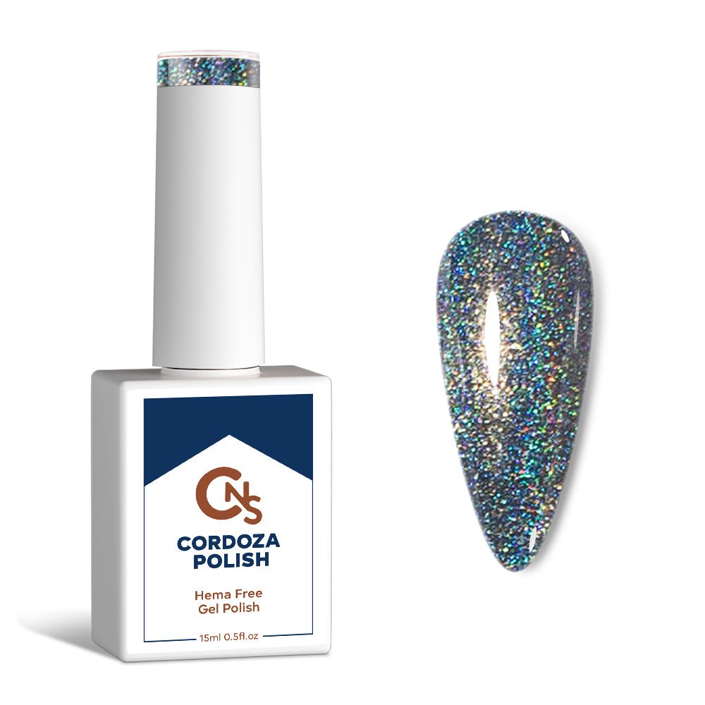 Black Diamonds - CNS Hema Free Holographic Gel Polish - Cordoza Nail Supply