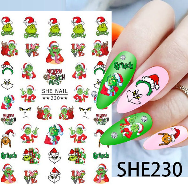 Grinch Nail Sticker Decals #230 - Cordoza Nail Supply