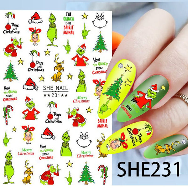 Grinch Nail Sticker Decals #231 - Cordoza Nail Supply