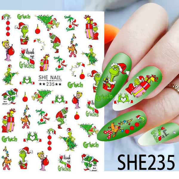 Grinch Nail Sticker Decals #235 - Cordoza Nail Supply