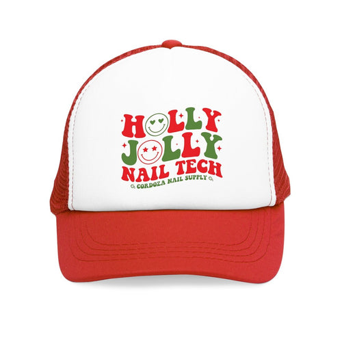 Holly Jolly Nail Tech Mesh Cap - Cordoza Nail Supply