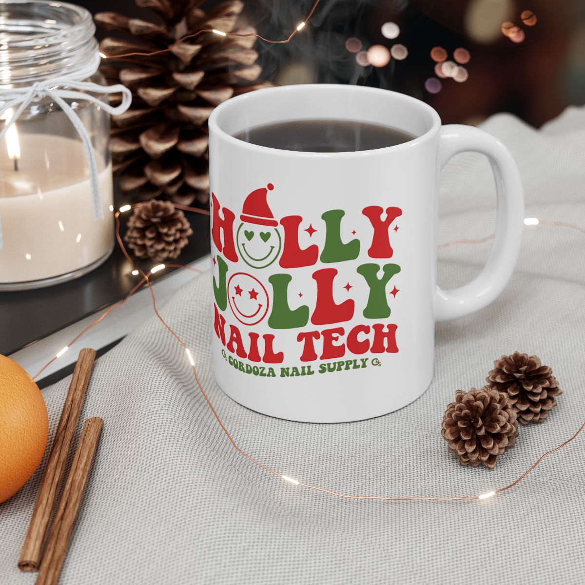 Holly Jolly Nail Tech Mug 11oz - Cordoza Nail Supply