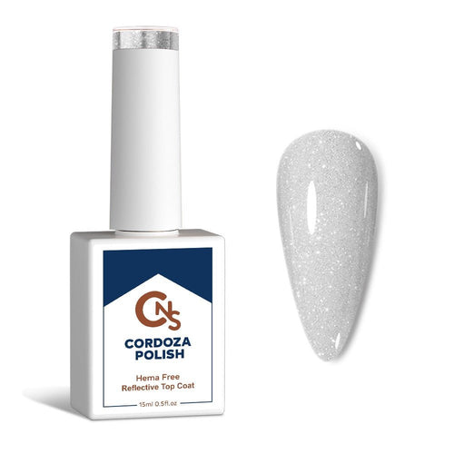 Silver Reflective Top Coat - CNS Hema Free Gel Polish - Cordoza Nail Supply