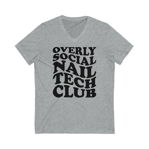 Overly Social Short Sleeve V-Neck Tee - Cordoza Nail Supply