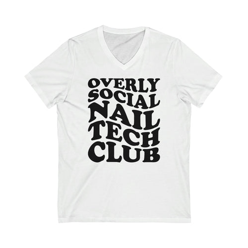 Overly Social Short Sleeve V-Neck Tee - Cordoza Nail Supply